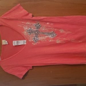 NWT Daytrip Buckle Peach Cross Bling Top